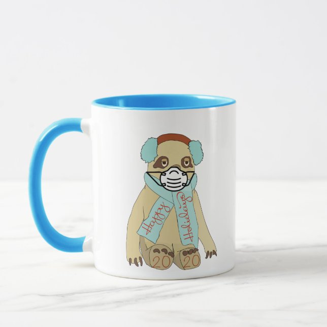 Caneca Feliz Natal Férias Lama de Máscara Café Mug (Esquerda)
