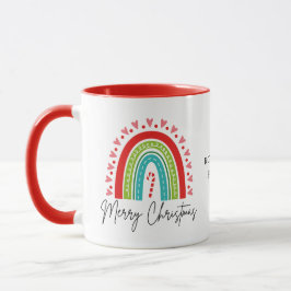 Caneca Feliz Natal Festivo Arco-Íris Doce Coração