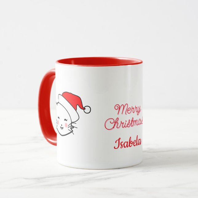 Caneca Feliz Natal Gato Sorridente (Frente Esquerda)