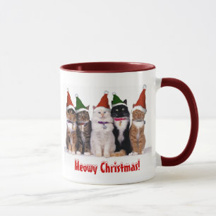 Caneca "Feliz Natal!" Gatos Em Chapéus