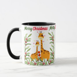Caneca Feliz Natal - Girafa Bonita na selva