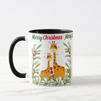 Caneca Feliz Natal - Girafa Bonita na selva