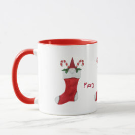 Caneca Feliz Natal Gnomo em Stocks Green Holly