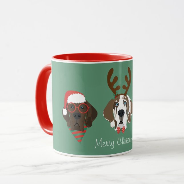 Caneca Feliz Natal Grandes Cães Dinamarqueses (Frente Esquerda)