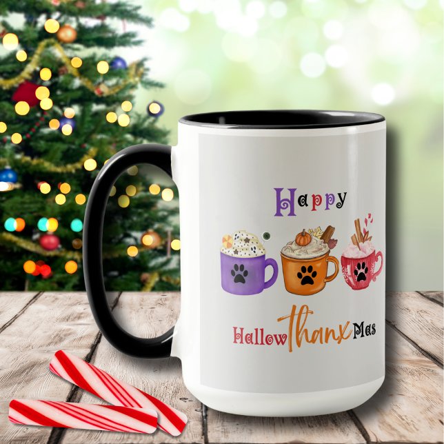 Caneca Feliz Natal Hallowthanxmas Feriado (Happy HallowThanxMas! Perfect for Halloween, Thanksgiving, and the Christmas season!)