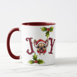 Caneca Feliz Natal Joy Bonito Bulldog Francês Holly