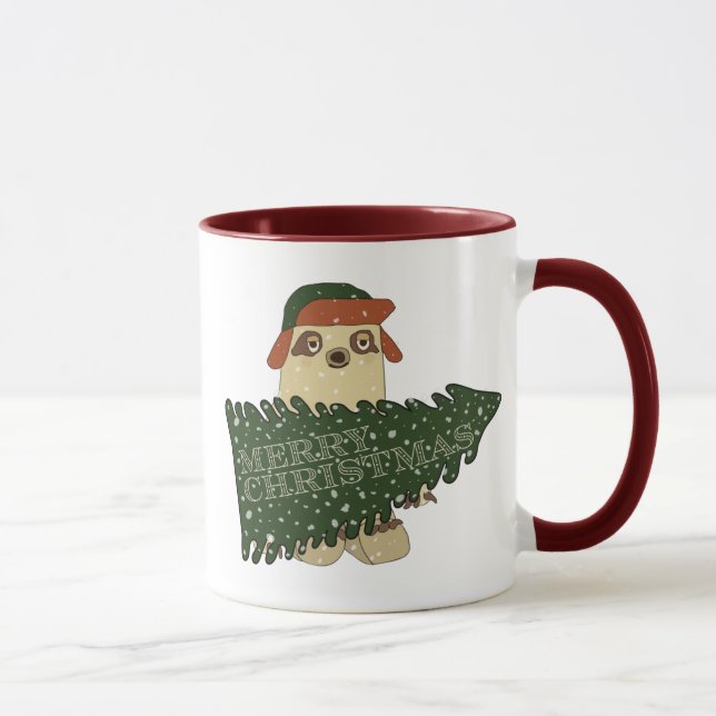 Caneca Feliz Natal Lama no Hat Xmas Tree Coffee Mug (Direita)