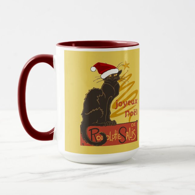 Caneca Feliz Natal Le Chat Noir Com Árvore Dourada Estili (Esquerda)