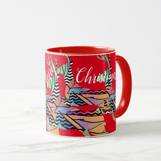 Caneca Feliz Natal Leaping Deer (Frente Esquerda)