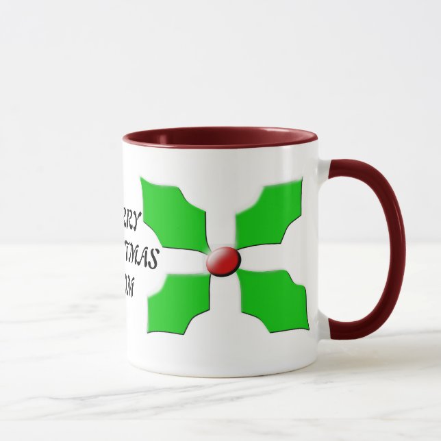 Caneca Feliz Natal Mãe Personalizada Holly Mug (Direita)