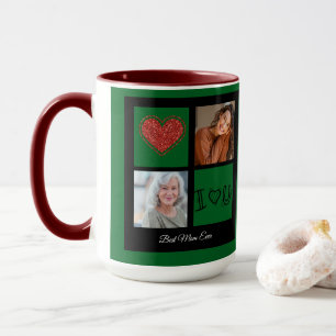 Caneca Feliz Natal Melhor Colagem de Fotografias da Mãe
