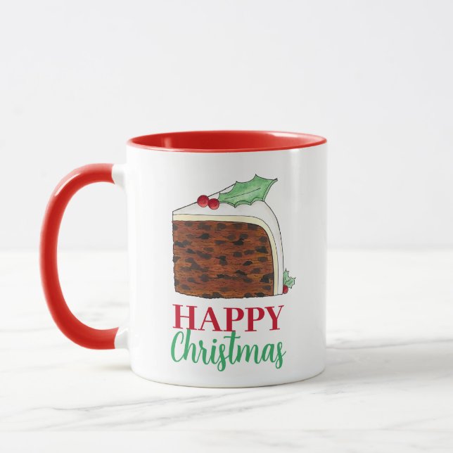 Caneca Feliz Natal no Reino Unido - Fatia de Bolo Britâni (Esquerda)