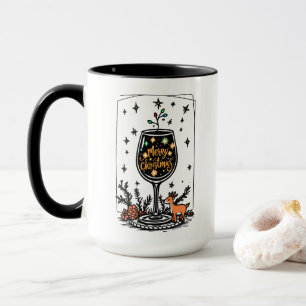 Caneca Feliz Natal num Vidro de Vinho