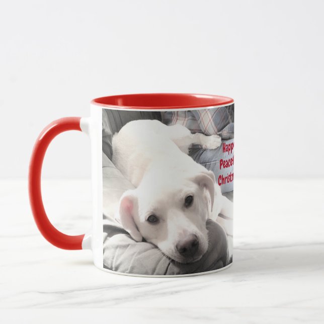 Caneca Feliz Natal pacífico, branco Cachorro vermelho (Esquerda)