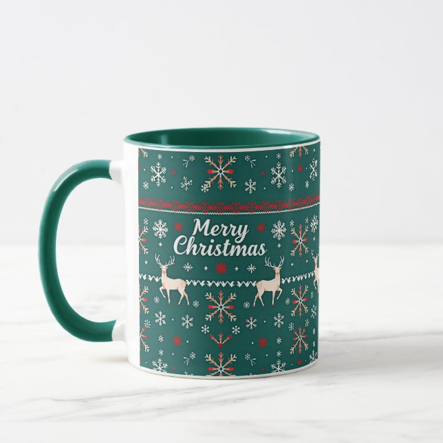 Caneca Feliz Natal padrão nórdico (Esquerda)