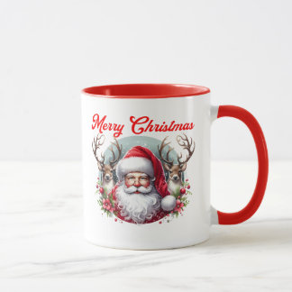 Caneca Feliz Natal Papai Noel com Rena