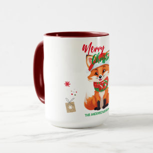 Caneca Feliz Natal Papais noeis de raposa vermelha Festa