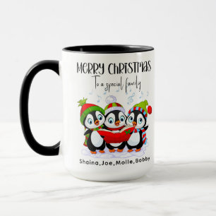 Caneca Feliz Natal para Família Especial Pinguins Fofos 