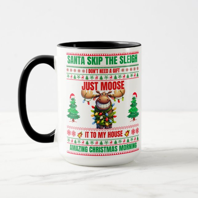 Caneca Feliz Natal Para O Presente Moose De Natal (Esquerda)