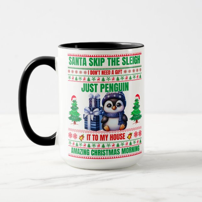 Caneca Feliz Natal Para O Presente Pinguim (Esquerda)
