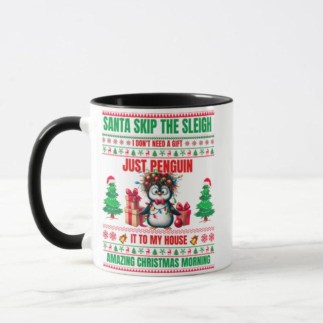 Caneca Feliz Natal Para O Presente Pinguim (Esquerda)