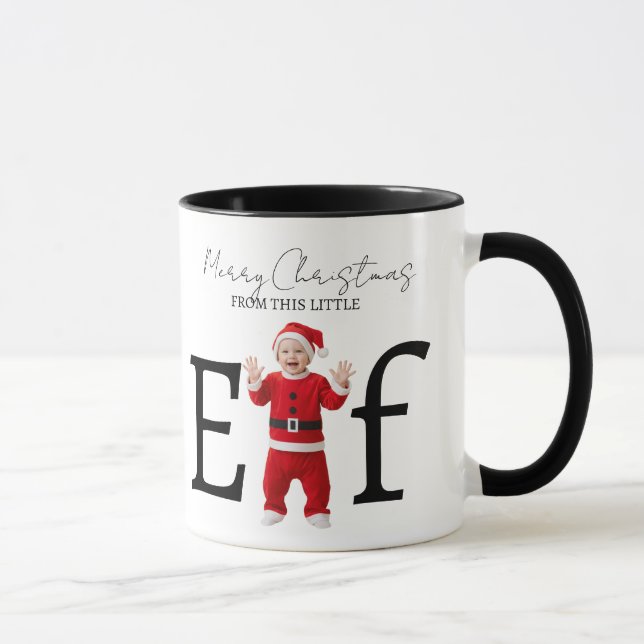 Caneca Feliz Natal Pequeno Presente de Natal do Bebê Elfo (Direita)