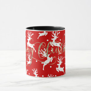Caneca Feliz Natal Renas Vermelhas