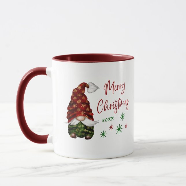 Caneca Feliz Natal Rustic Country Gnomo Feriado (Esquerda)