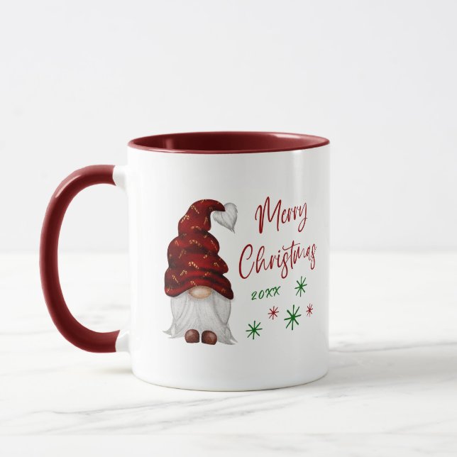 Caneca Feliz Natal Rustic Female Gnomo Feriado (Esquerda)