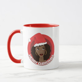 Caneca Feliz Natal, Santa Hat Negra