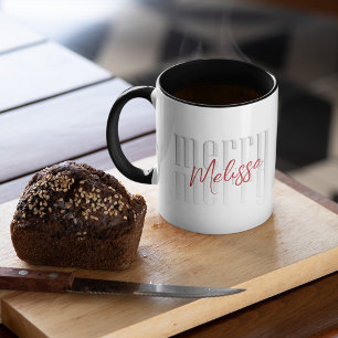 Caneca Feliz Natal Simples Caligrafia Moderna Personaliza