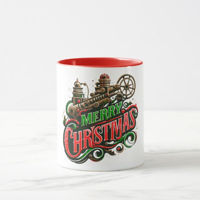Caneca Feliz Natal steampunk (Centro)