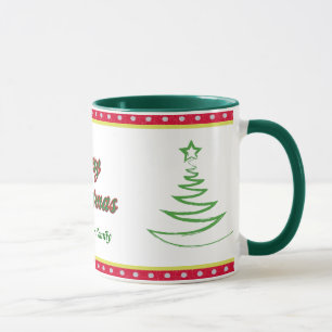 Caneca Feliz Natal verde da árvore