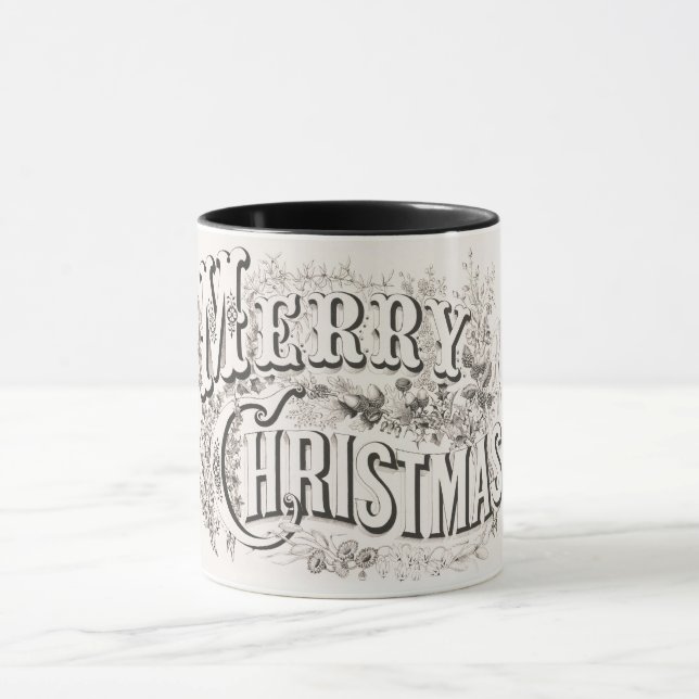 Caneca Feliz Natal, Vintage Currier & Ives (reprod) (Centro)