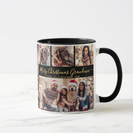 Caneca Feliz Natal Vovó Família 5 Fotografia Colagem