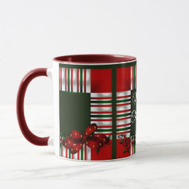 Caneca Feliz Natal Xadrez Verde