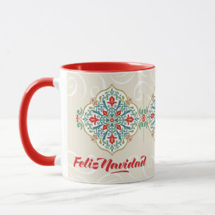 Caneca Feliz Navidad Espanhola do México Azulejo Vermelho