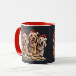 Caneca Feliz Ouro de Natal - Cachorro de Retriever