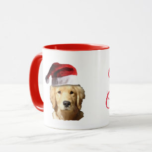 Caneca Feliz Ouro de Natal Retriever