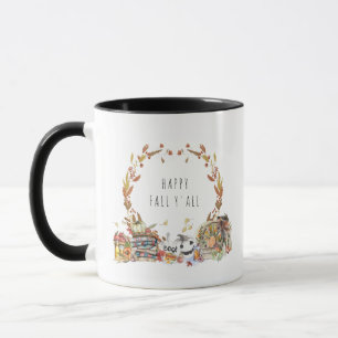 Caneca Feliz Outono para Todos Ilustrações Rústicas em