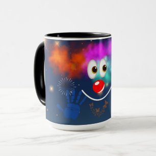 Caneca Feliz palhaço, estrelas e céu