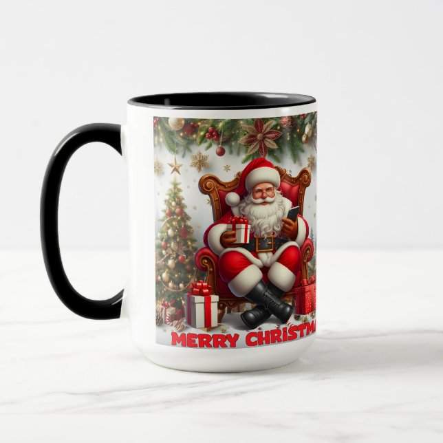 Caneca Feliz Papai noel de Natal Clássico Mug (Esquerda)