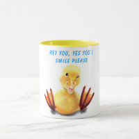 Feliz Pato Amarelo Engraçado Mug - Texto Personali