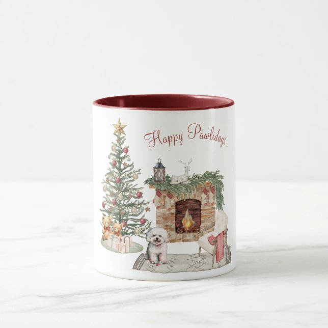 Caneca Feliz Pawlidays Design de Cachorro - Bichon Frise (Centro)