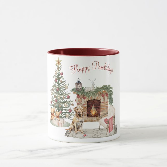 Caneca Feliz Pawlidays Design de Cachorro - Labrador Retr (Centro)