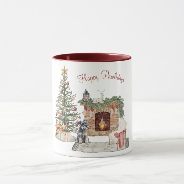 Caneca Feliz Pawlidays Design de Cachorro - Schnauzer Min (Centro)