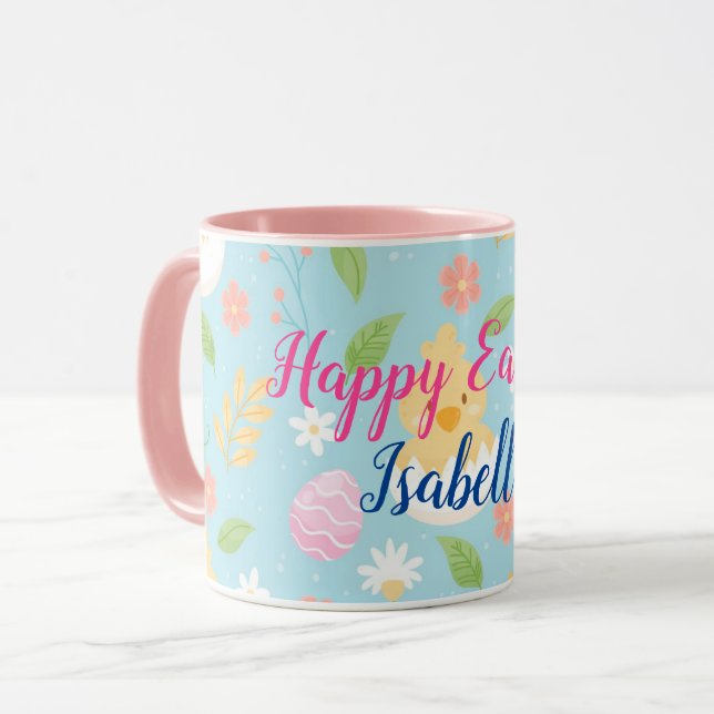 Caneca Feliz personalização de frango Páscoa (Frente Esquerda)