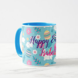 Caneca Feliz Personalização do Coelho da Páscoa Floral