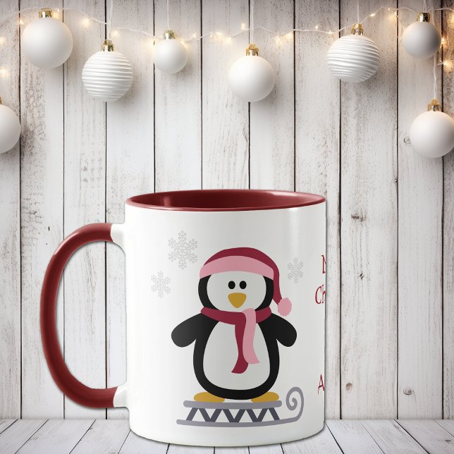 Caneca Feliz Pinguim de Natal (Criador carregado)