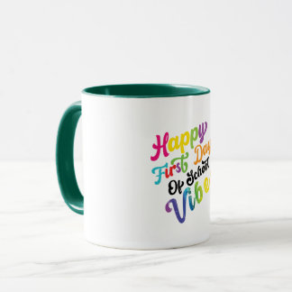 Caneca feliz primeiro dia de aula vibrações